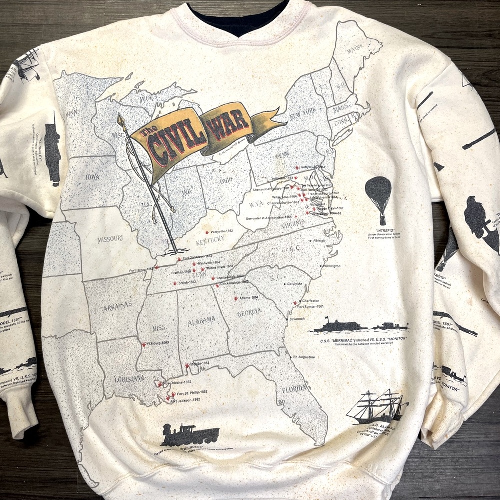 Art unlimited sportswear vintage civil war sweatshirt size XL